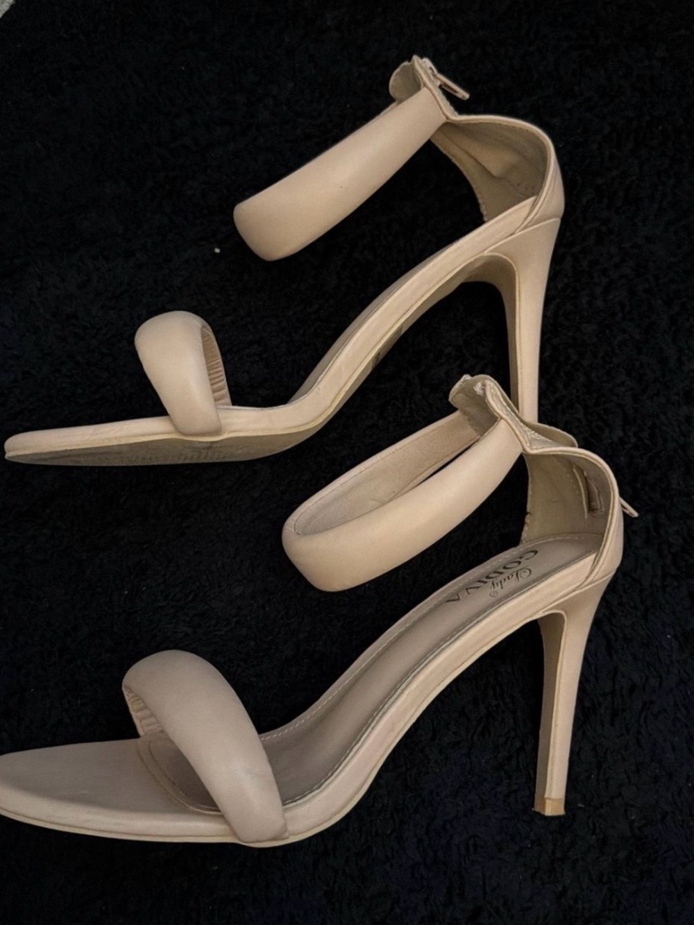 Women's Nude Pink Sculpted Strap High Heel Sandals